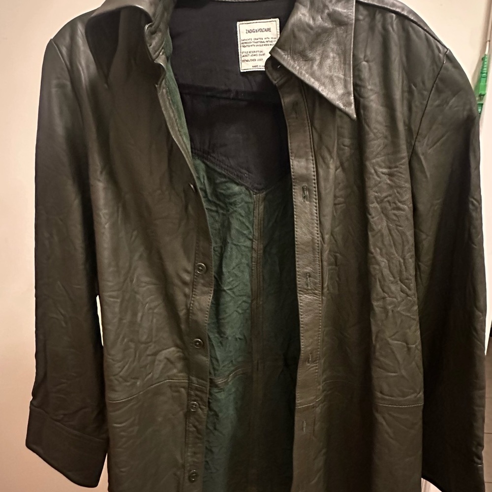 Zadig & Voltaire leather Dark Olive Shirt Jacket